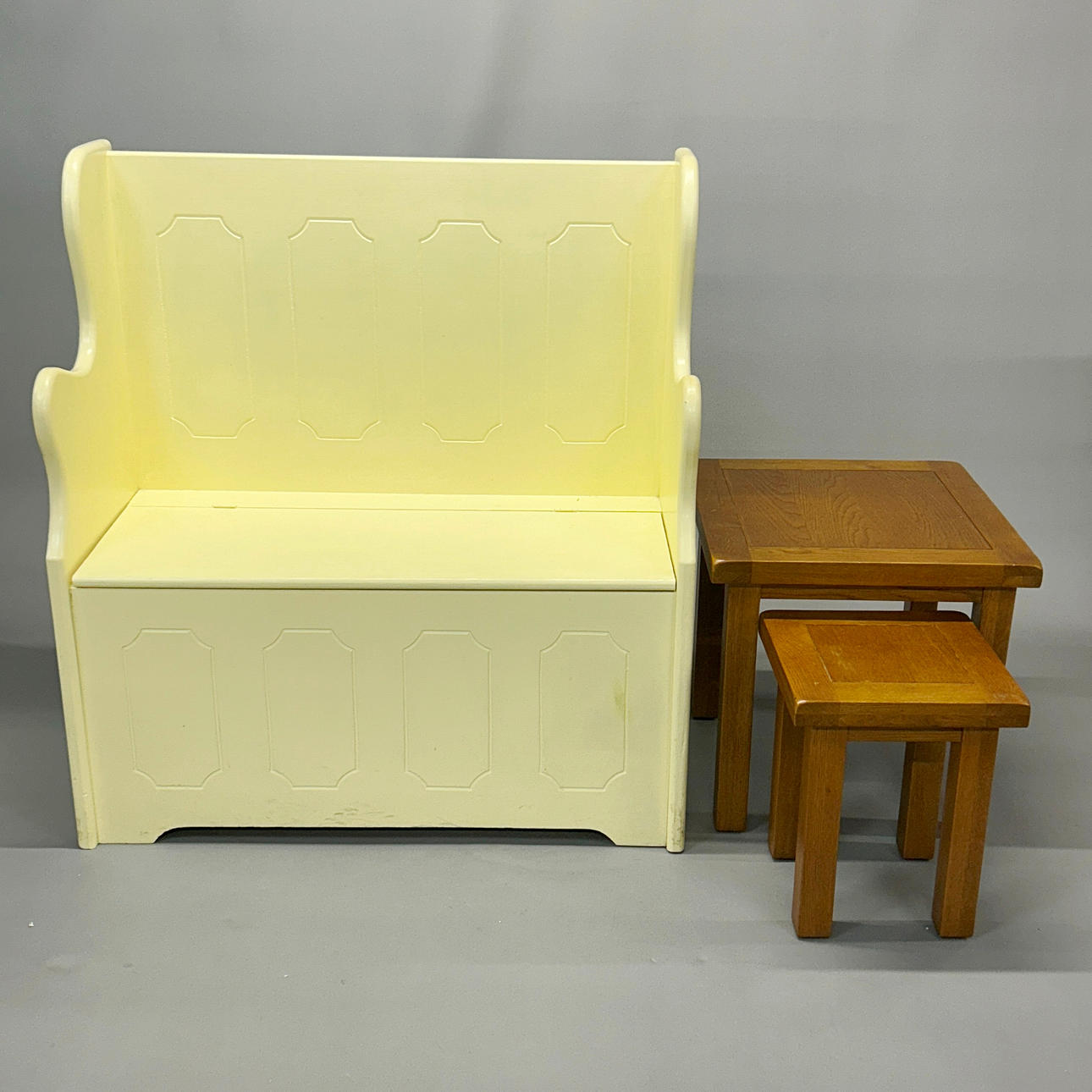 PINE BENCH & TABLES.