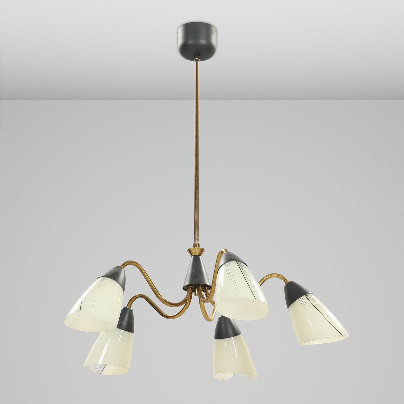 Five-armed chandelier, 1950s-60s.