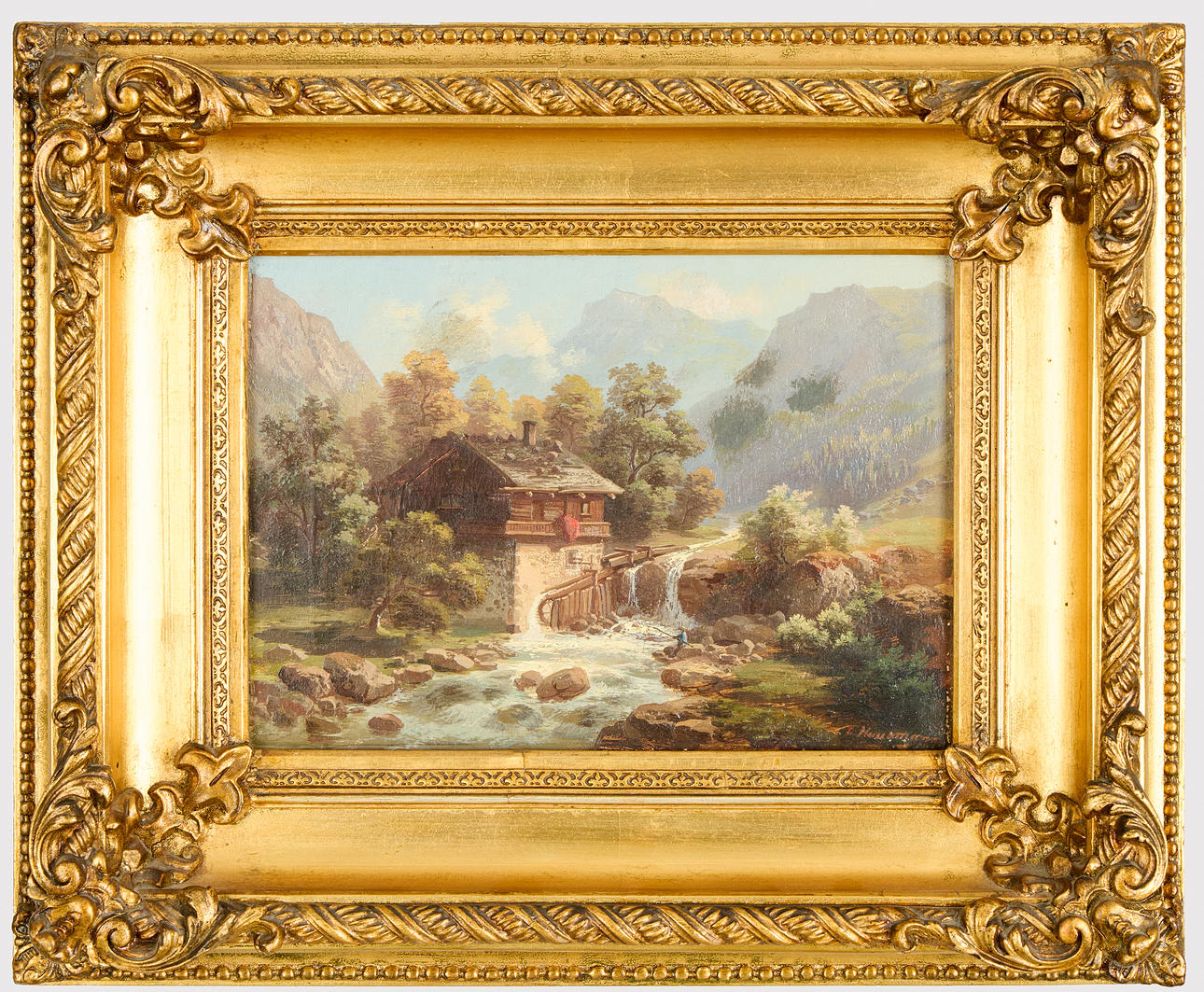 OIDENTIFIERAD KONSTNÄR. River landscape, 19th century.