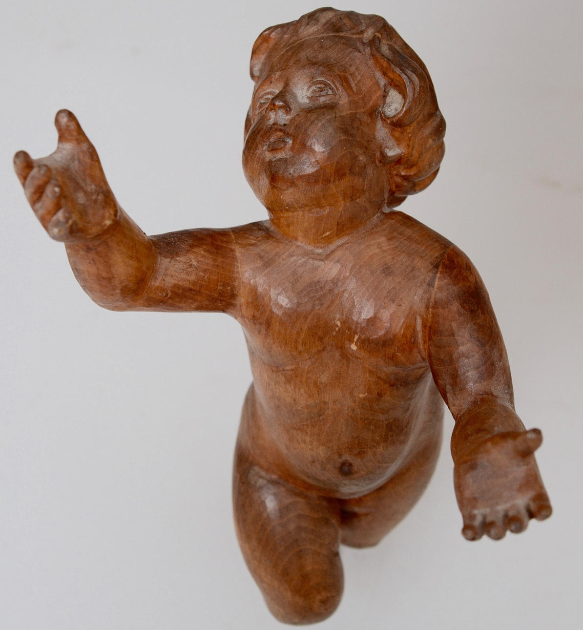 FIGUR, ÄNGEL, skuren i trä, antik.