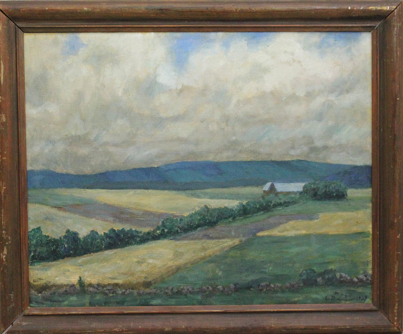 LOUIS BASTIN, (1912 - ). "Halländskt landskap". Olja på duk. Signerad l Bastin och daterad 1939.