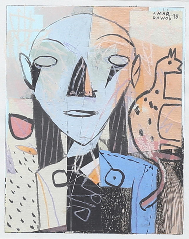 AMAR DAWOD. Mixed media on paper, signed. dated -98.