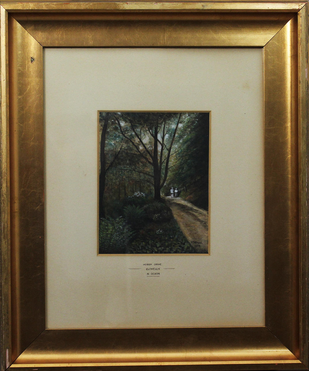 JOY MOYSE. "Hobby Drive Clovelly N Devon". Akvarell. Signerad J Moyse och daterad 1909.