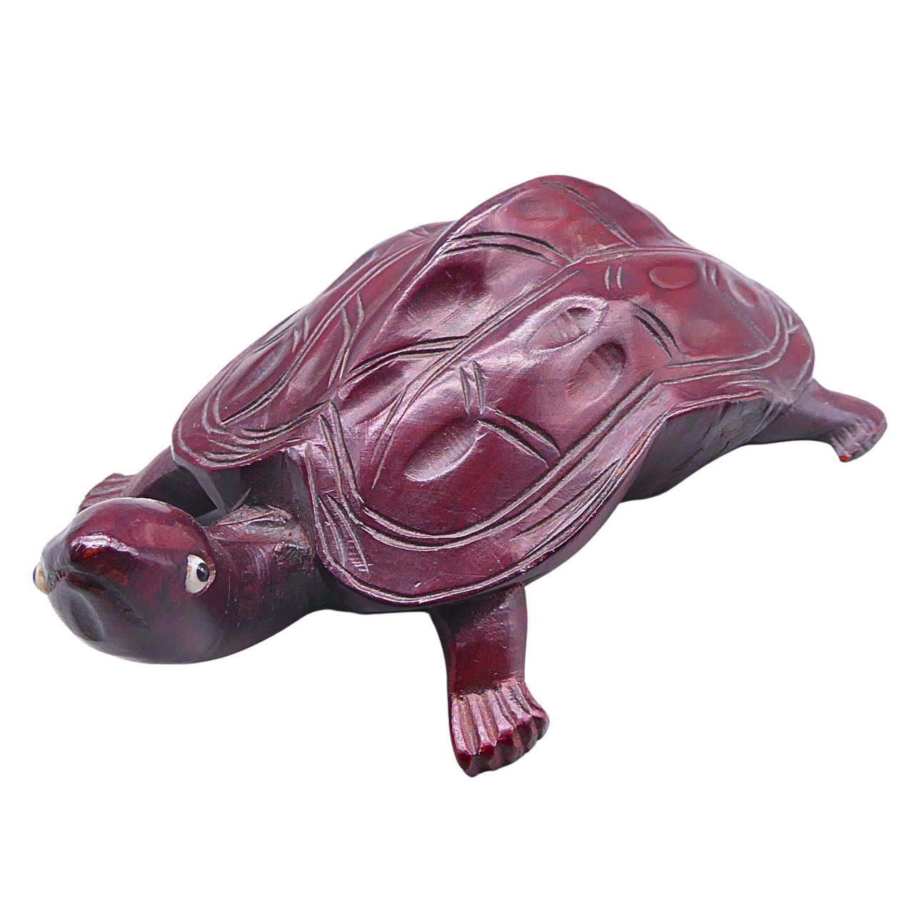 HAND-CARVED ROSEWOOD TURTLE.