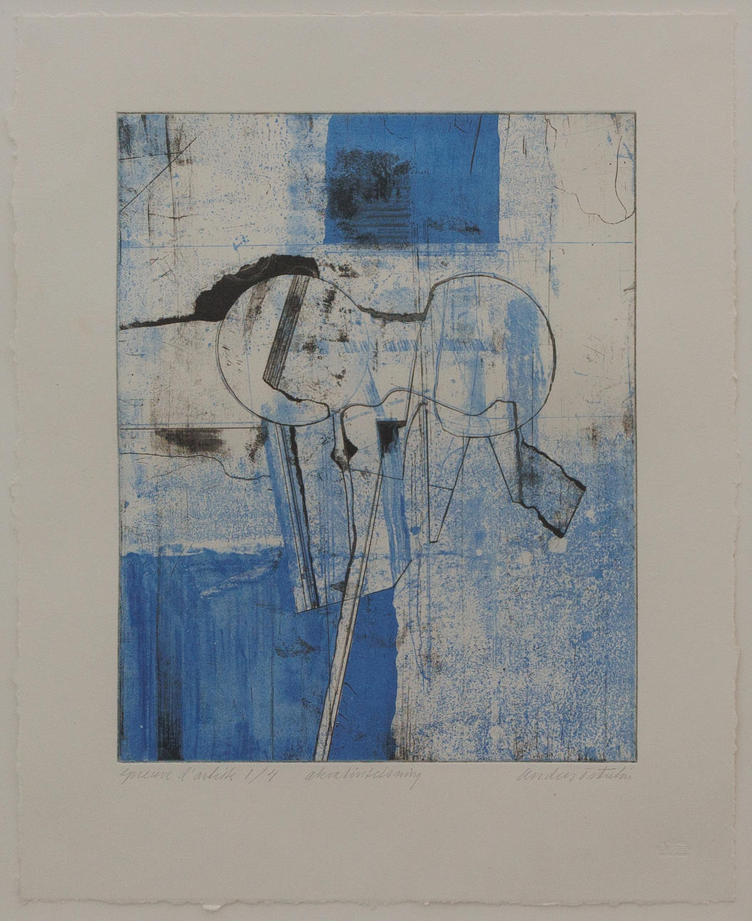 ANDERS ÖSTERLIN. Composition, aquatint etching no. EA 1/4, signed.