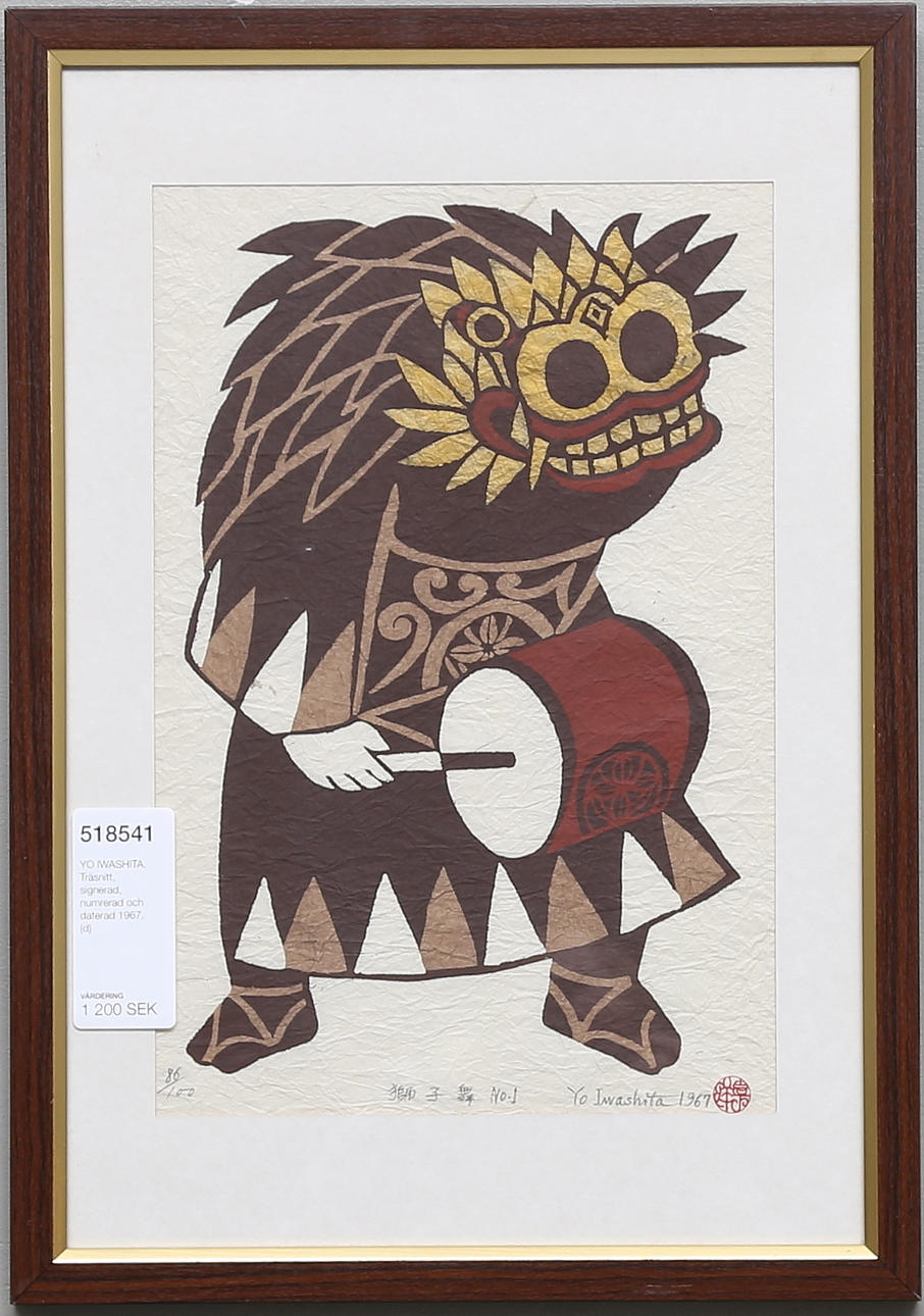 YO IWASHITA. Träsnitt, signerad, numrerad och daterad 1967.