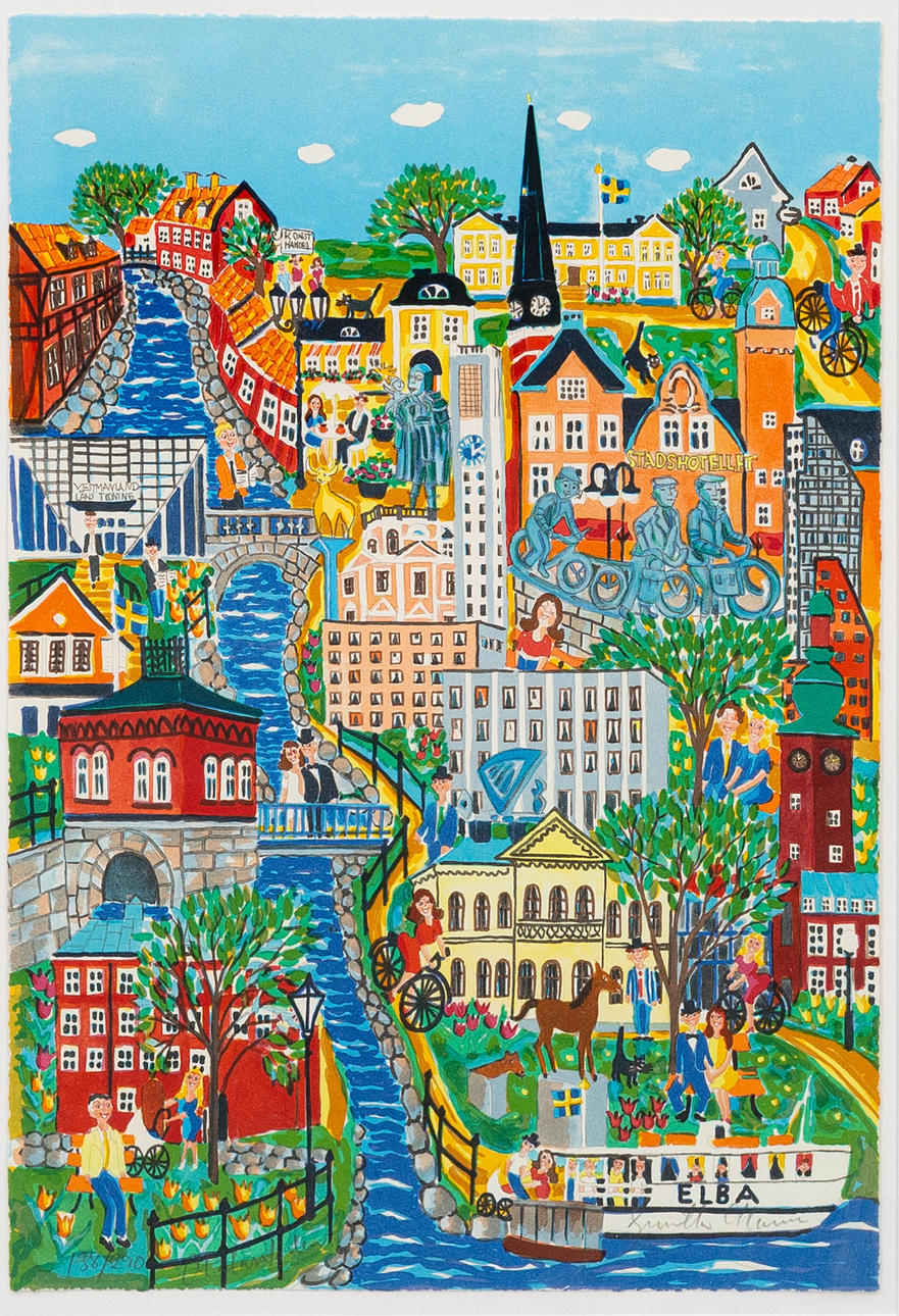 GUNILLA MANN. "Västerås", lithograph, signed and numbered 138/290.