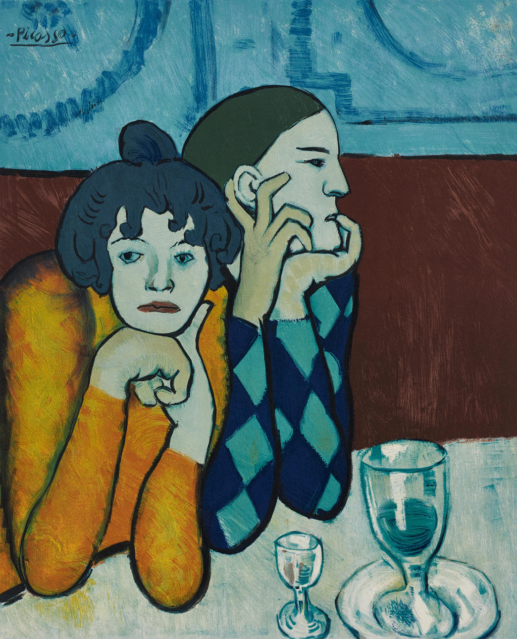 PABLO PICASSO (Efter), affisch 1954, Arlequin et sa Compagne - Maison De La Pensée Française