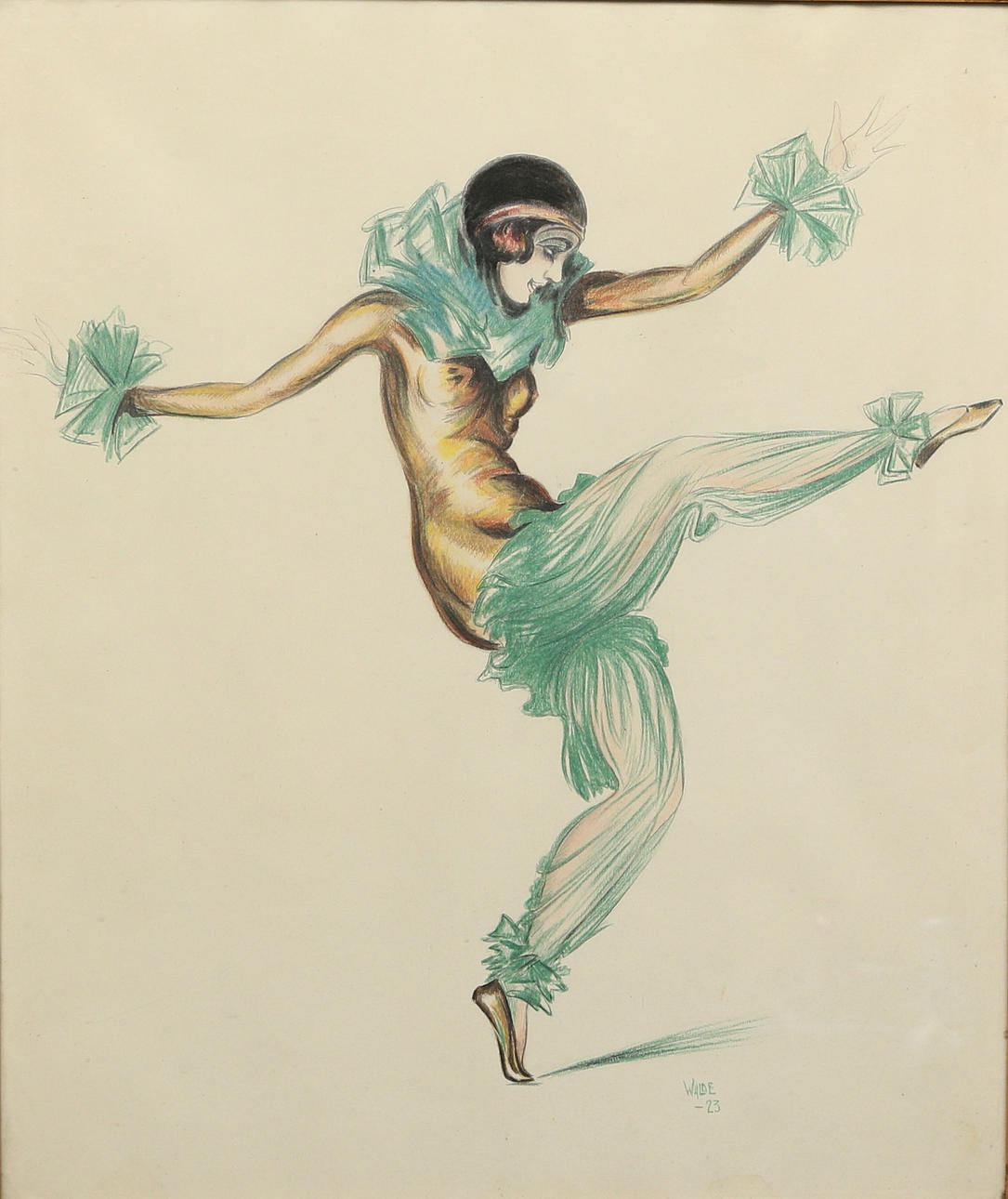 OIDENTIFIERAD KONSTNÄR. drawing, signed Walde, dated -23.