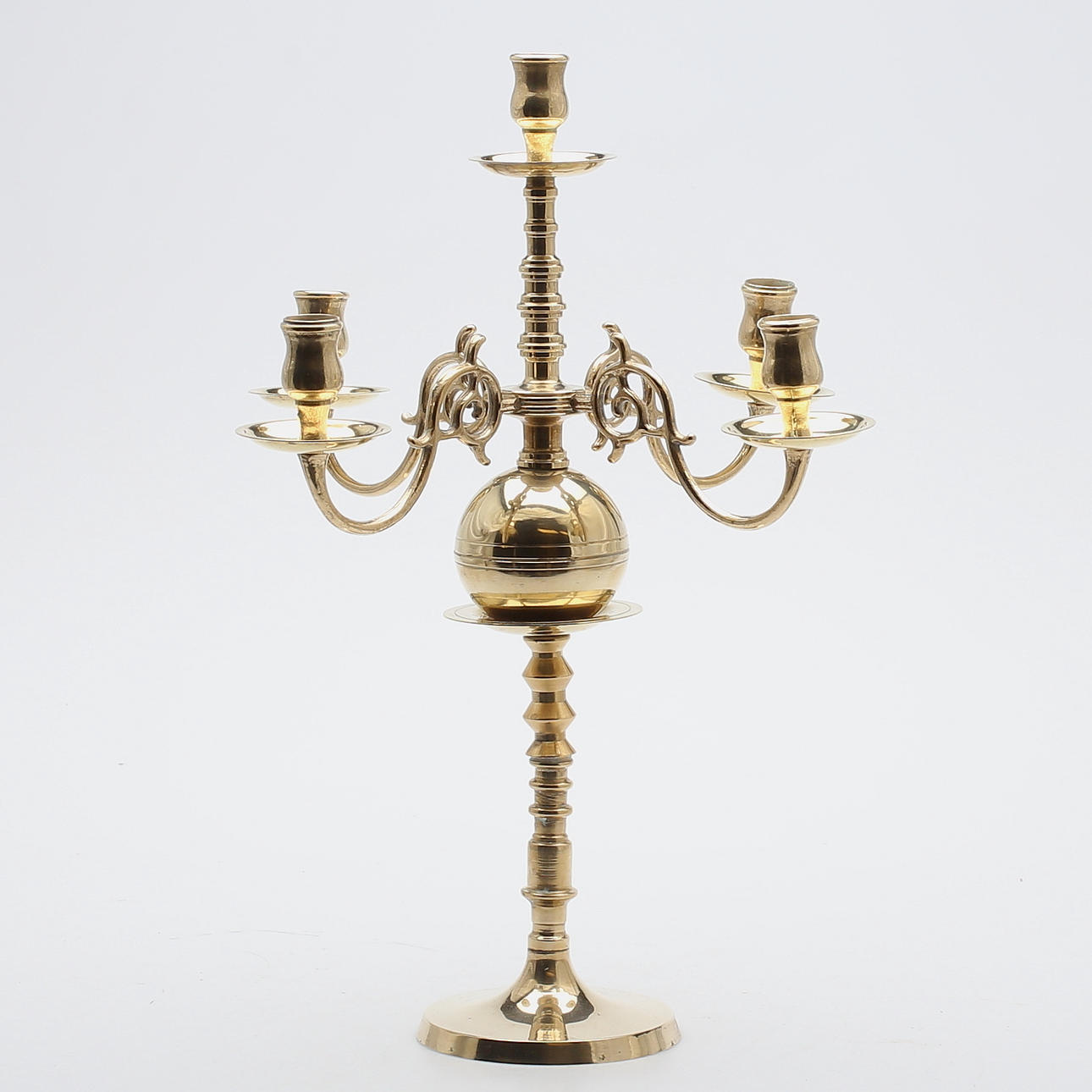 KANDELABER, 5-armad, malm, 1900-tal.