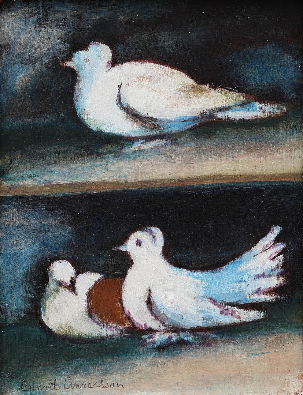 LENNART ANDERSSON. oil on panel, "Duvor", signed.