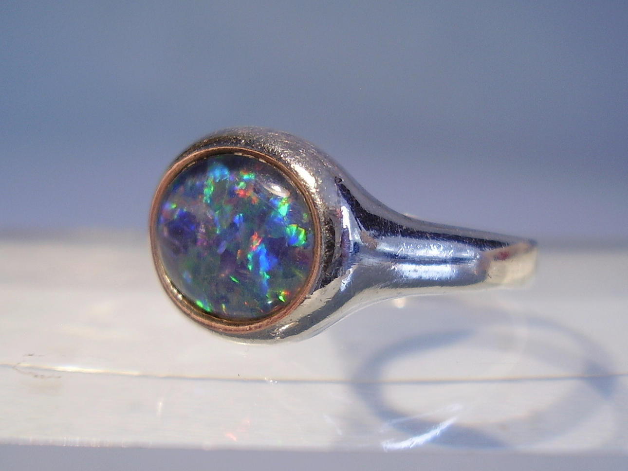 OPAL RING SIGNERAD FRANZ SCHEUERLE PFORZHEIM.