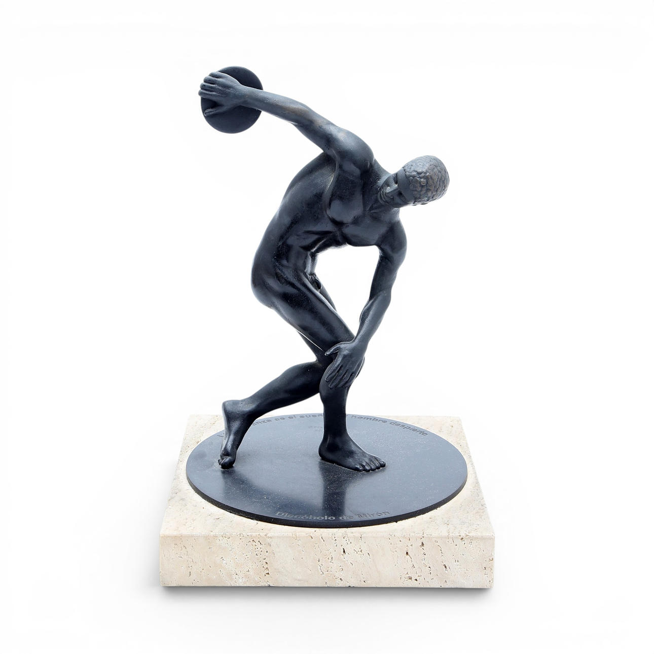 "DISCÓBOLO", bronze sculpture with marble base.
