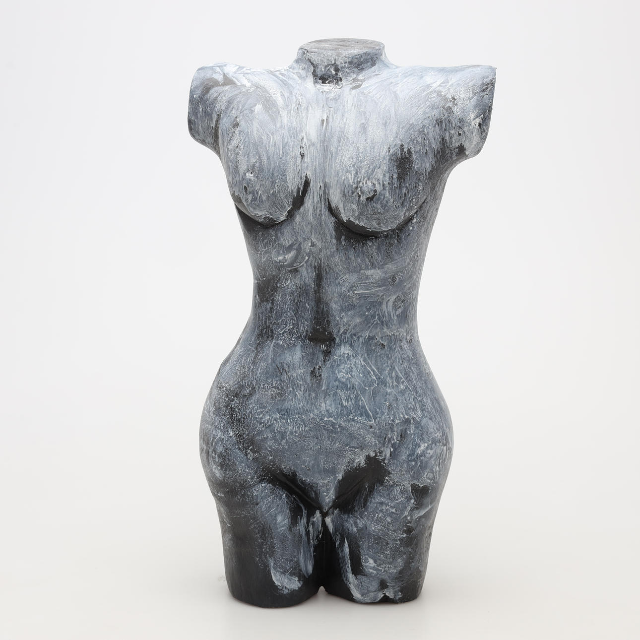 SCULPTURE, torso, painted wood.