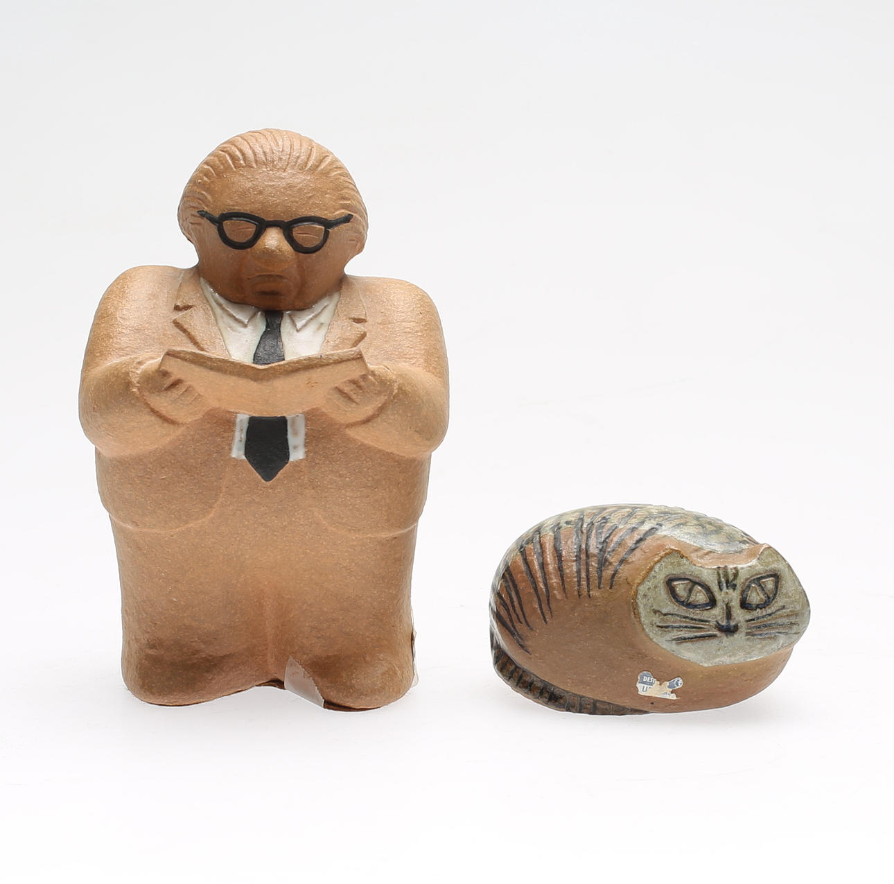 SPARBÖSSA OCH FIGUR, 2 st, stengods, Lisa Larson, Gustavsberg.