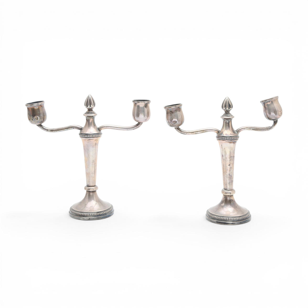Pair of silver candelabra.