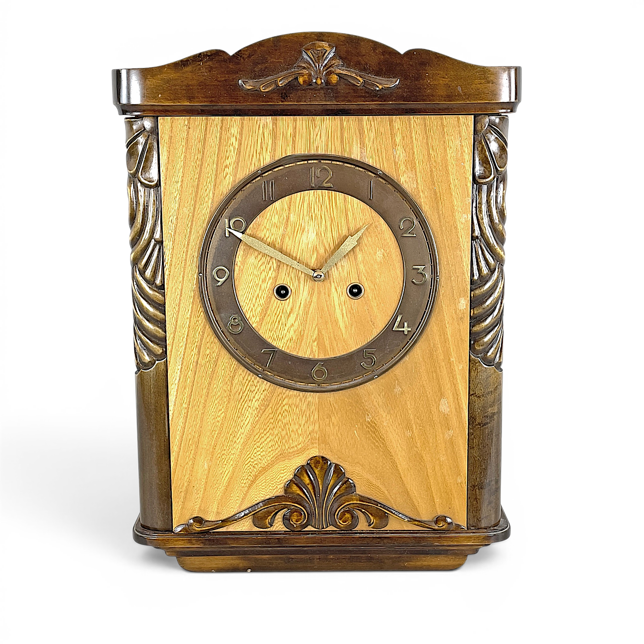 WALL CLOCK. Veneered wood, 20th century.