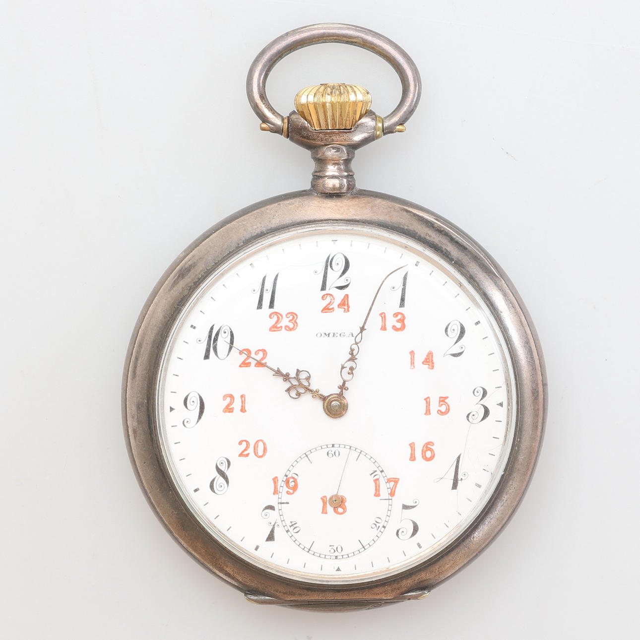 POCKET WATCH, silver, OMEGA.