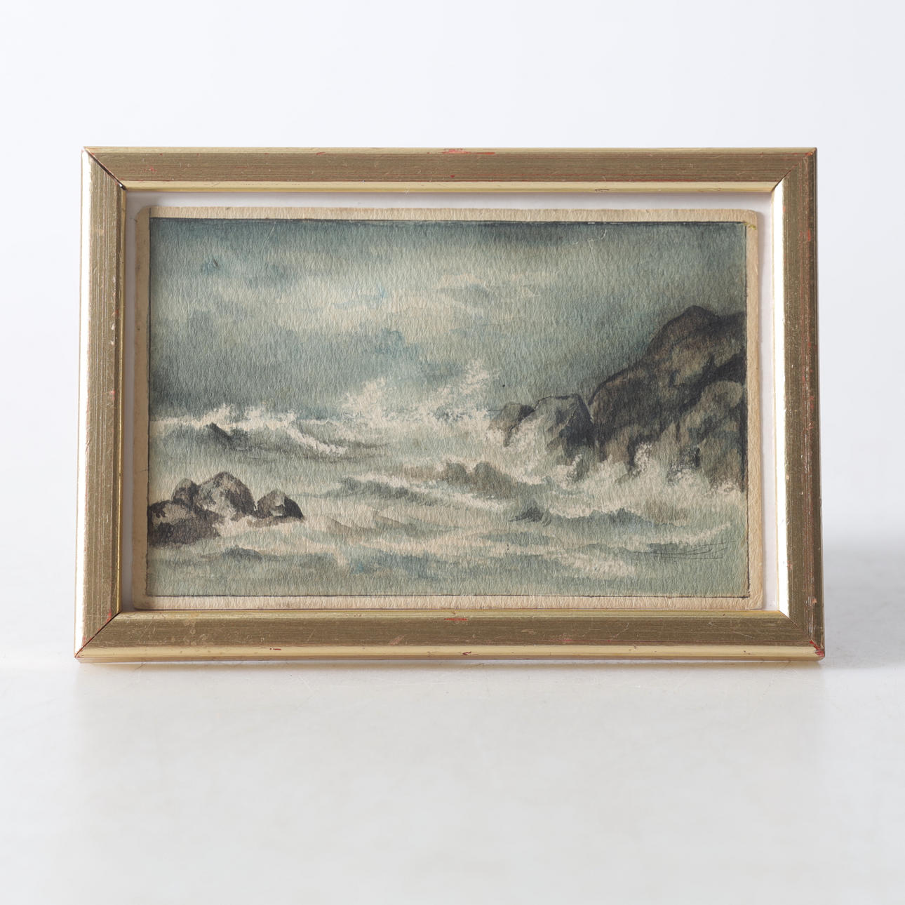 POSTCARD, watercolour, coastal landscape, dated a tergo 1906.