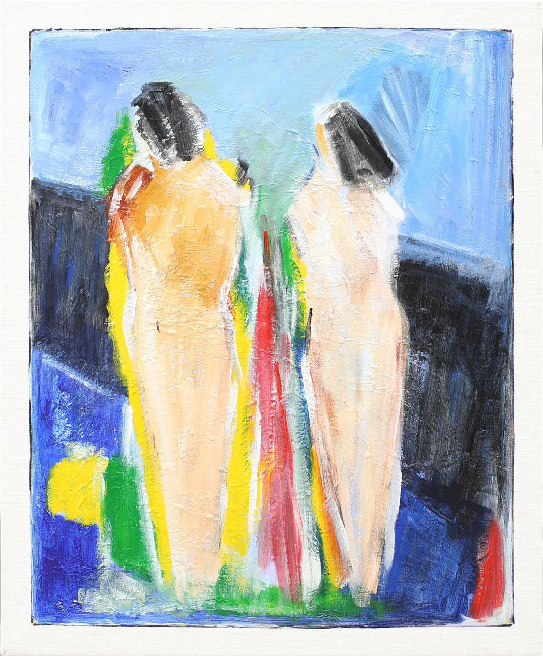 LEIF BRÜNNING. Modeller, olja på duk, a tergo signerad Brünning.