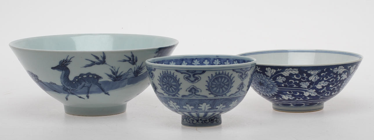 SKÅLAR 3 st, porslin, Kina.