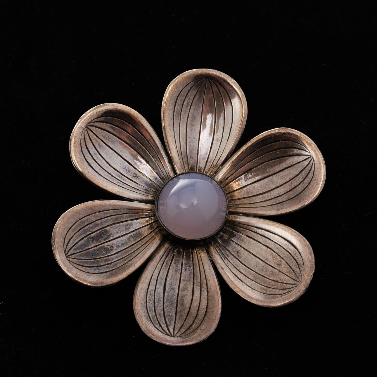 ARVO SAARELA. Brooch, silver, moonstone.