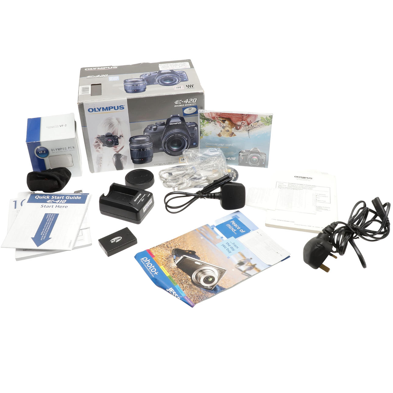 OLYMPUS E420 DIGITAL SLR CAMERA WITH LENSES.