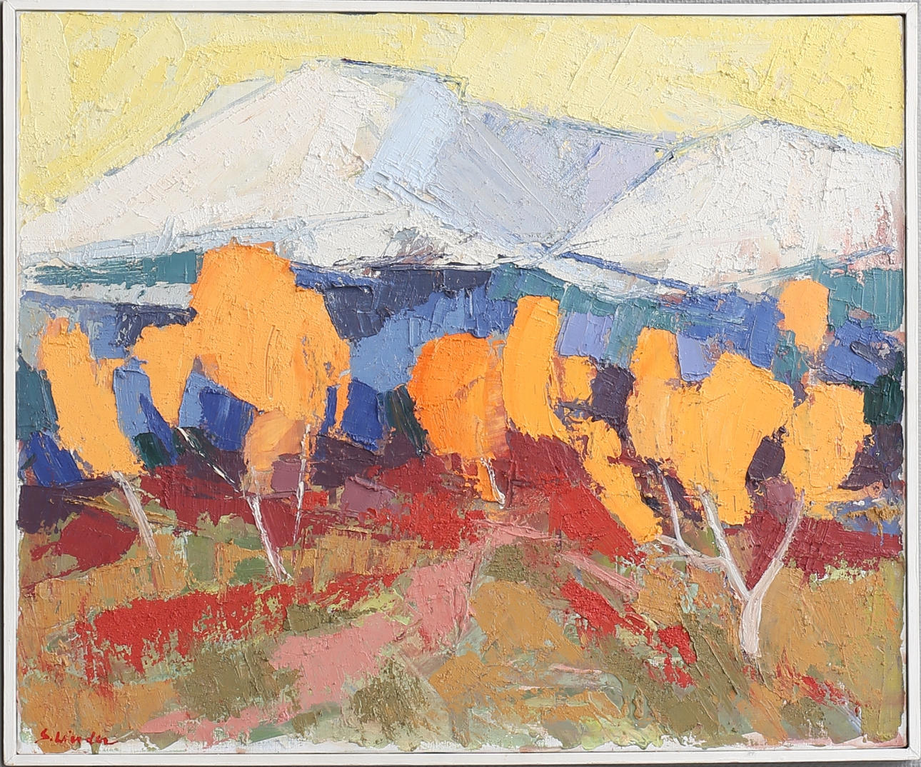 SVEN LINDER. "Fjällhöst". Olja på duk, signerad.