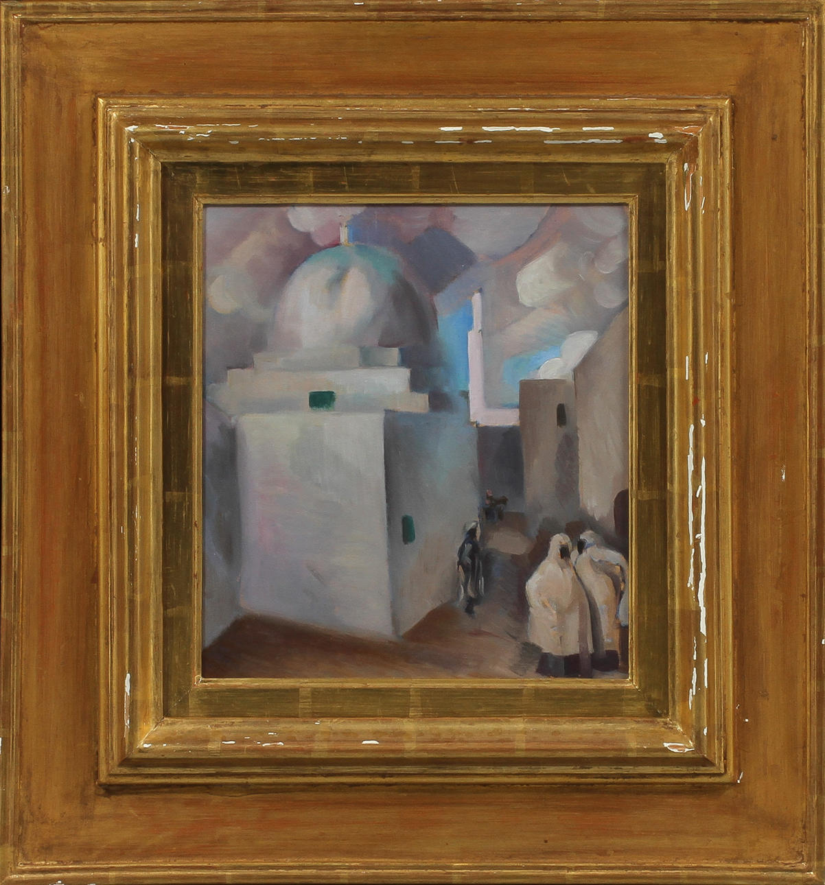 GEORG PAULI. Sydländsk stadsvy. Olja på pannå, signerad a tergo.