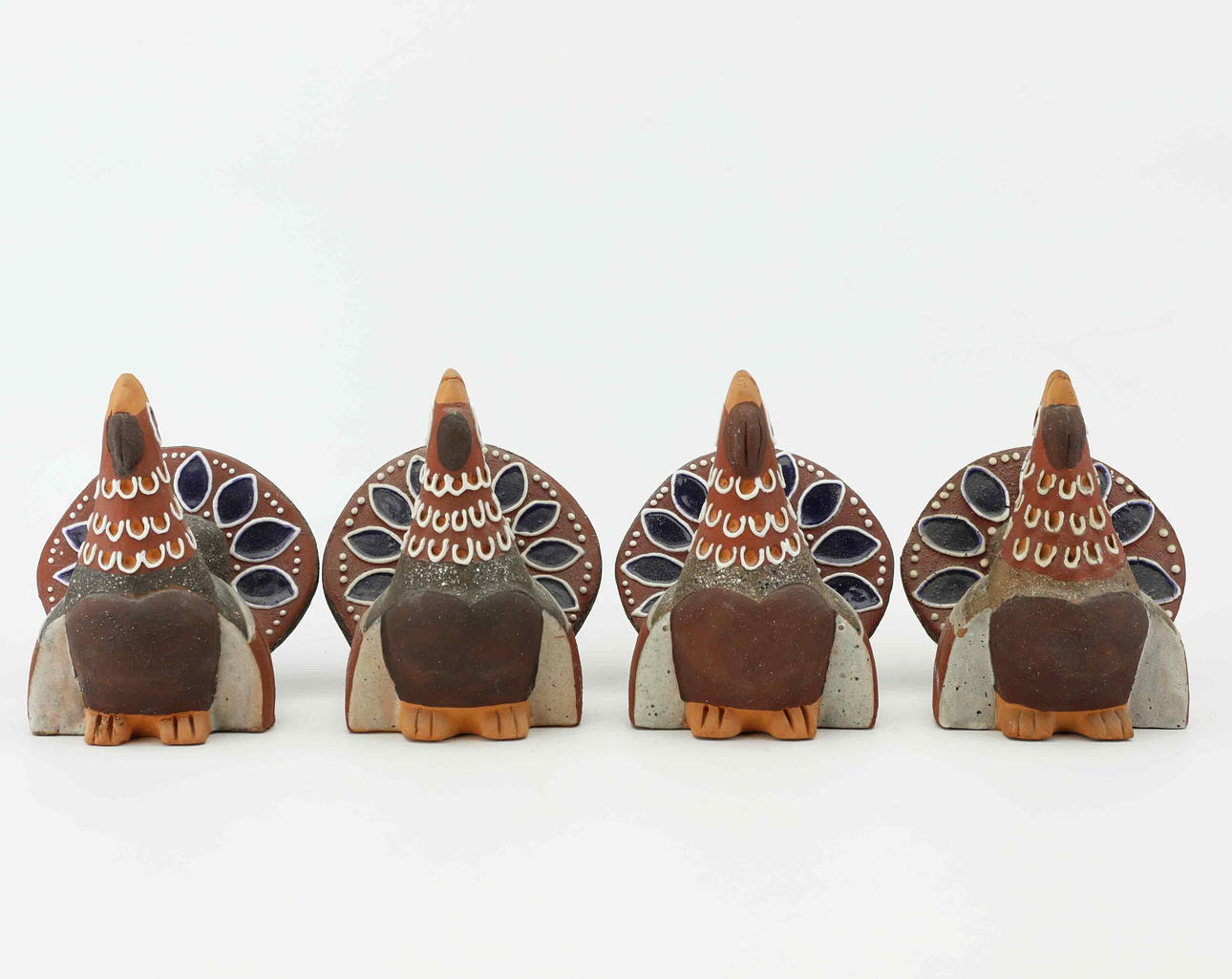 THOMAS HELLSTRÖM. sculptures, 4 pcs, capercaillies, glazed earthenware, signed, Nittsjö.