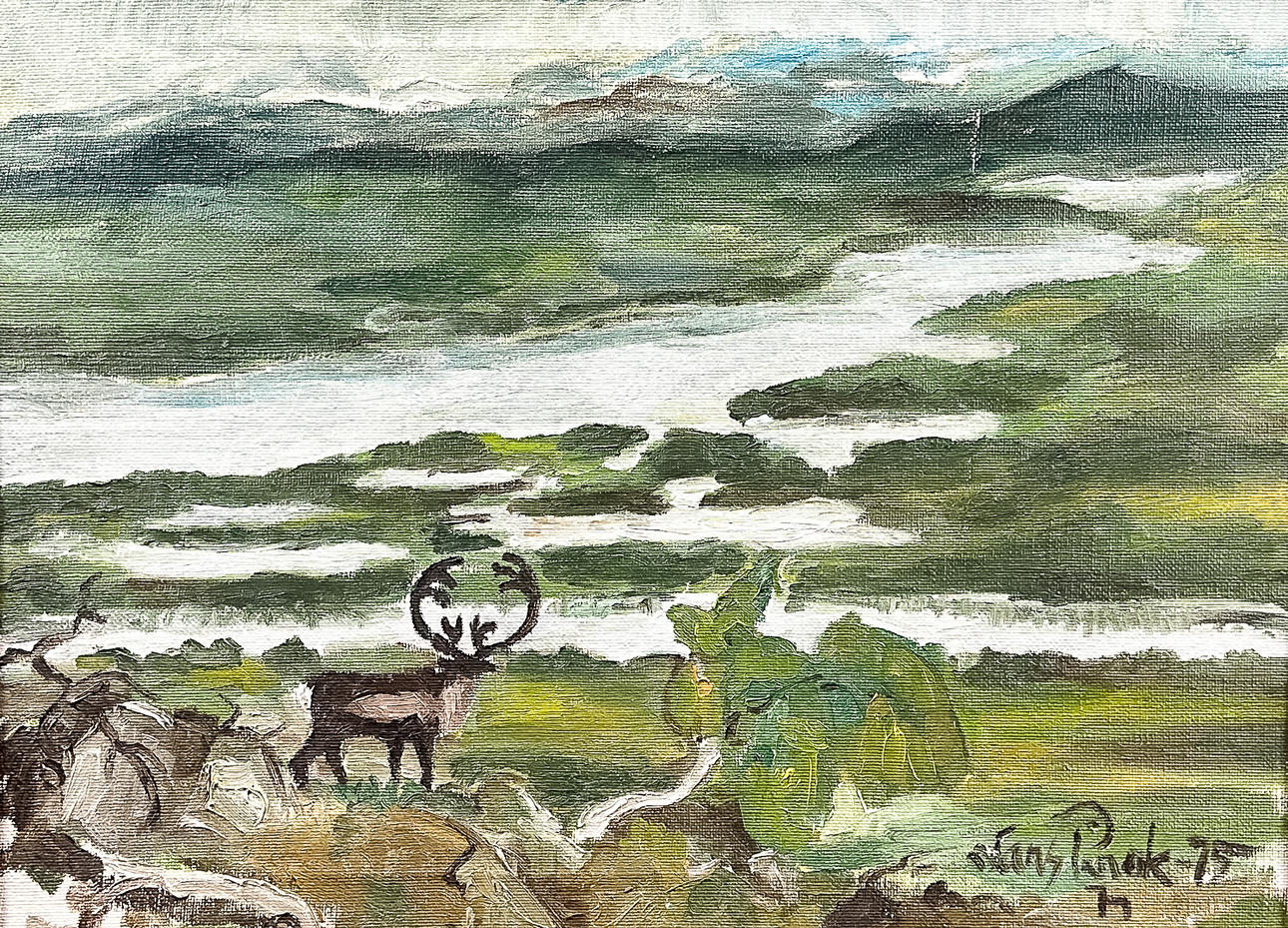 LARS PIRAK. OIL ON CANVAS, signed, dated -75.