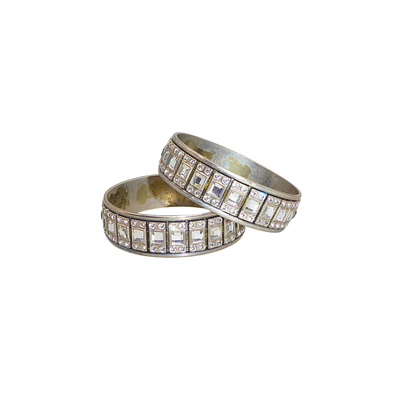 TWO RHINESTONE-SET BANGLES, COSTUME JEWELLERY.