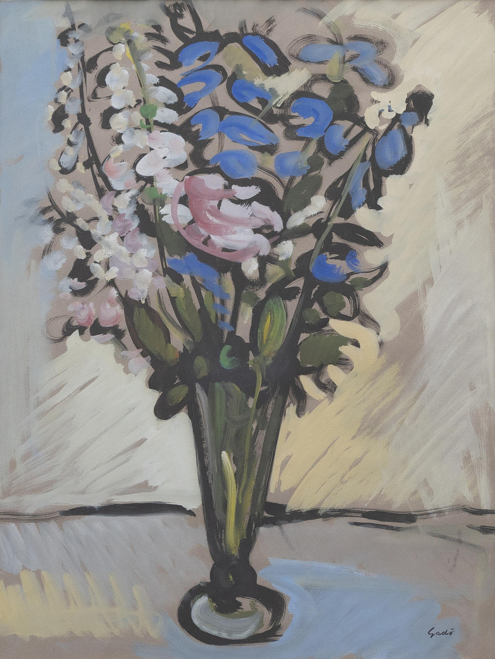 BERTIL GADÖ. Still life, mixed media, signed.