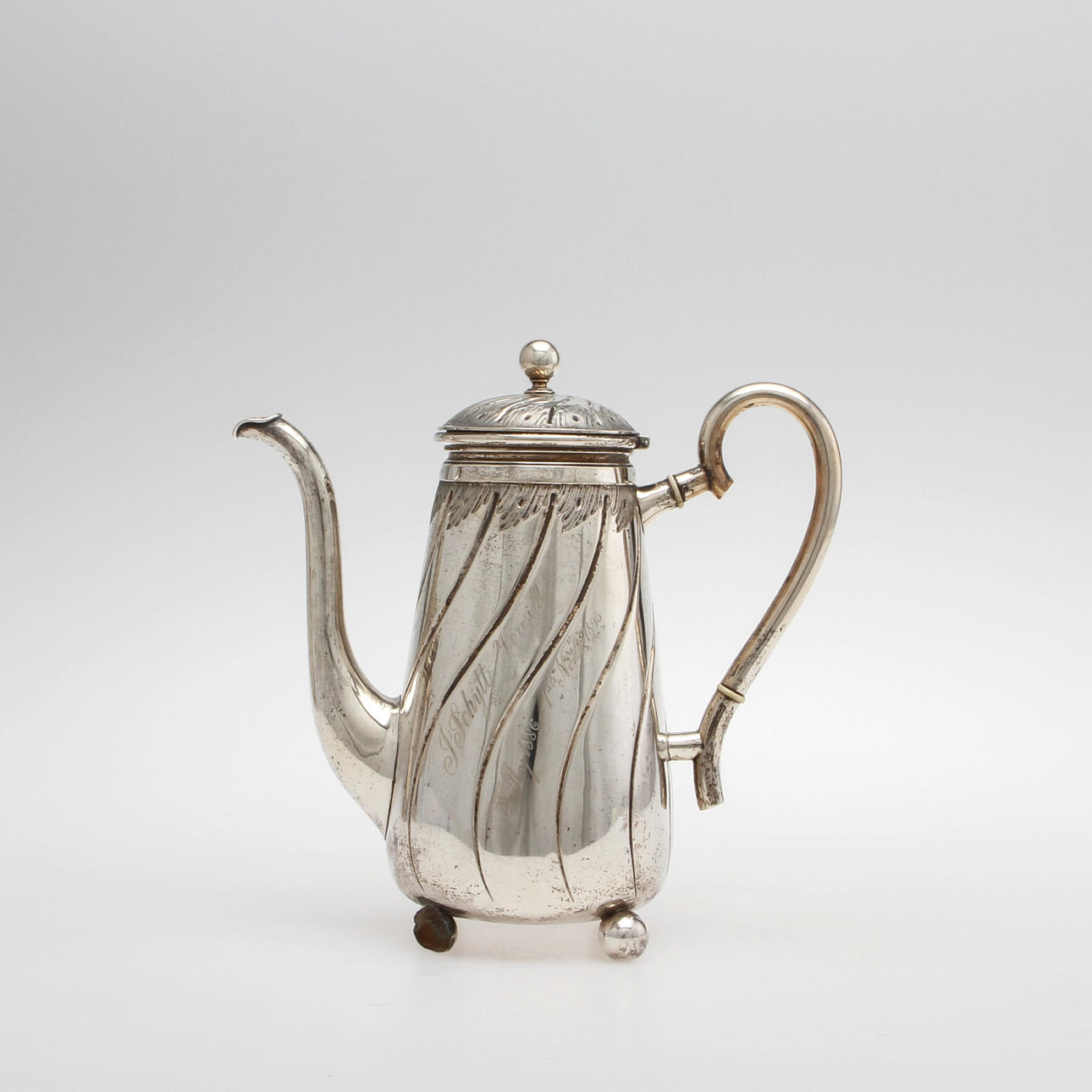 KAFFEKANNA, silver, P. Hertz Danmark 1895. Vikt ca 530 gram.