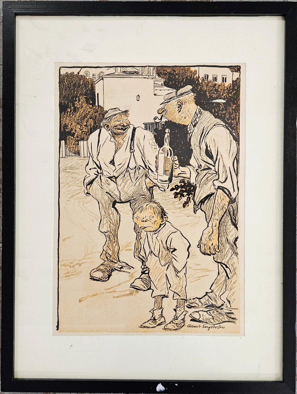 ALBERT ENGSTRÖM. Graphic print, signed in the print Albert Engström.