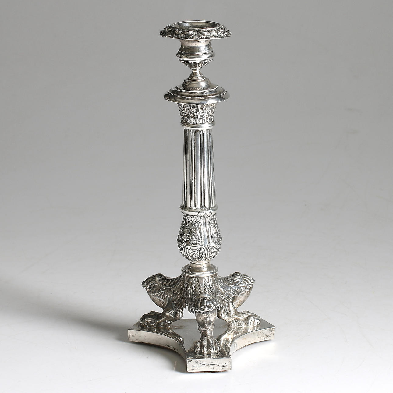 LJUSSTAKE, empire, silver, sannolikt Gustaf Möllenborg, Stockholm, 1838.