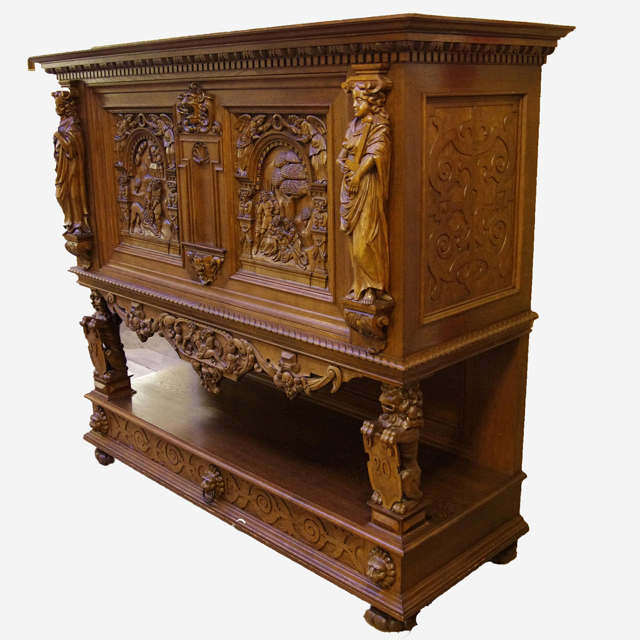 SALONGSSKÅP, ek, barockstil, daterat 1920.