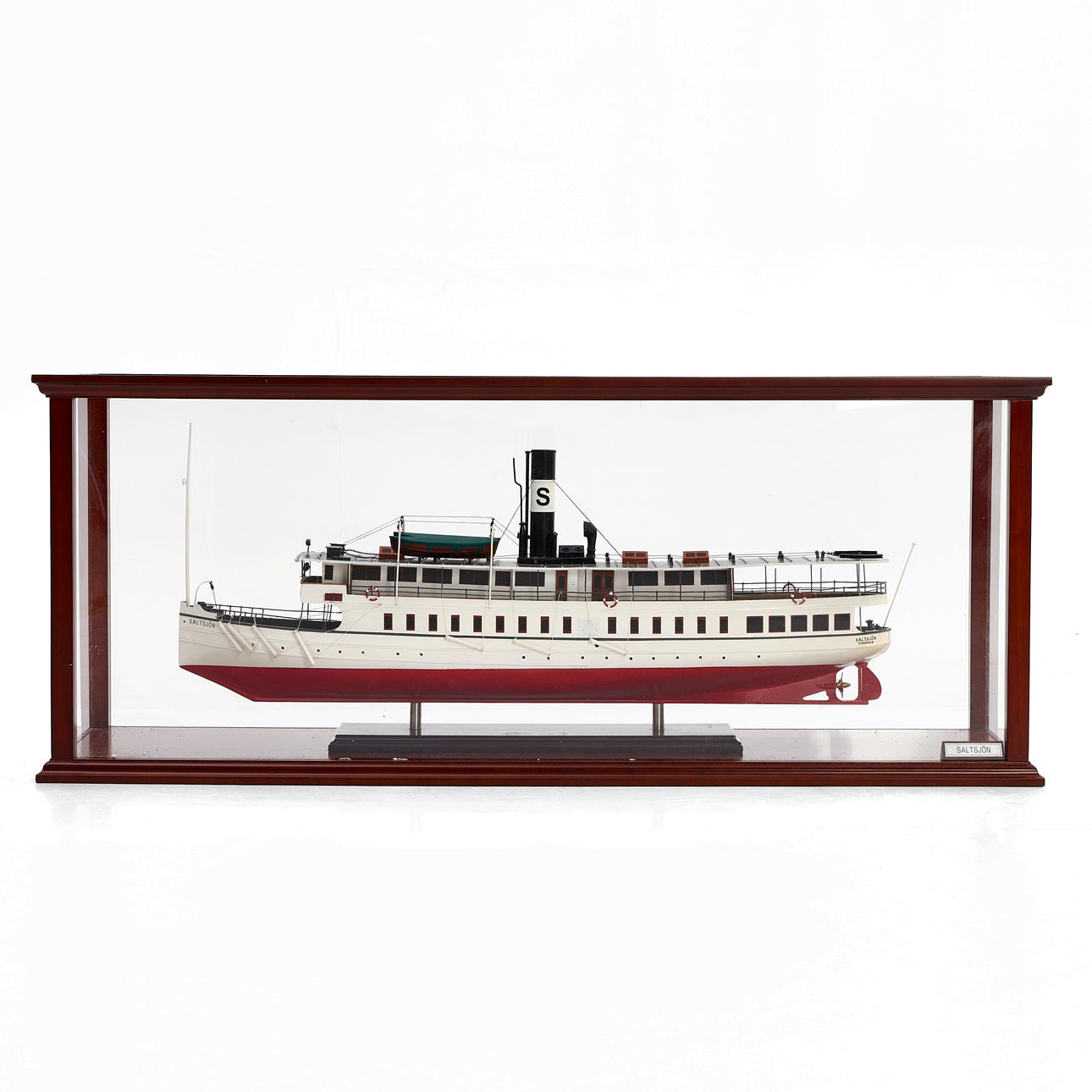 SHIP MODEL, "Saltsjön", in display case.