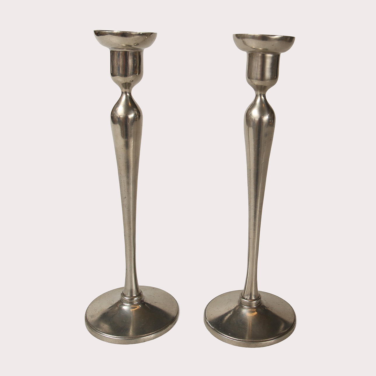 CANDLESTICKS, 1 pair, pewter, Munka design.