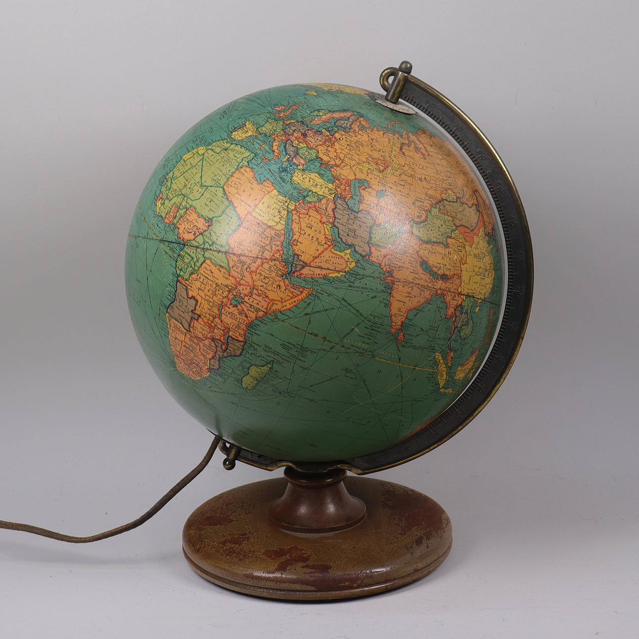 GLOBE, glass, "Library Globe", Replogle Globes, Chicago, USA.