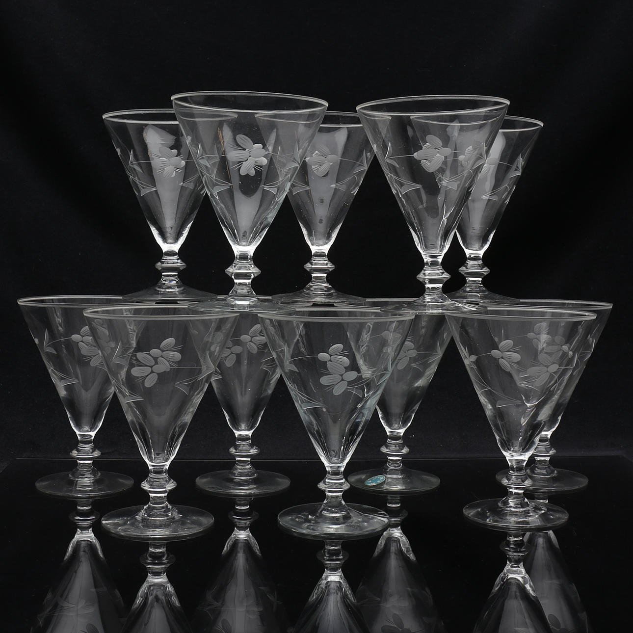 VINGLAS, med slipad dekor, 12 st.