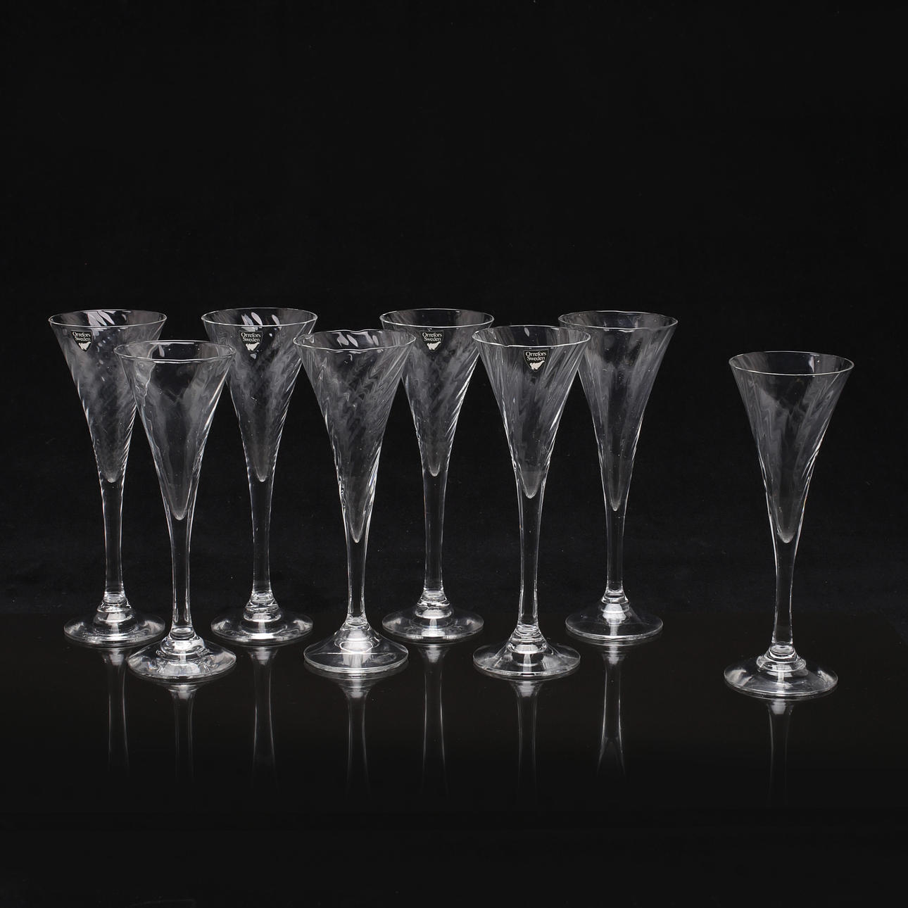 SNAPSGLAS, glas, 8 st, Gunnar Cyrén "Helena", Orrefors.