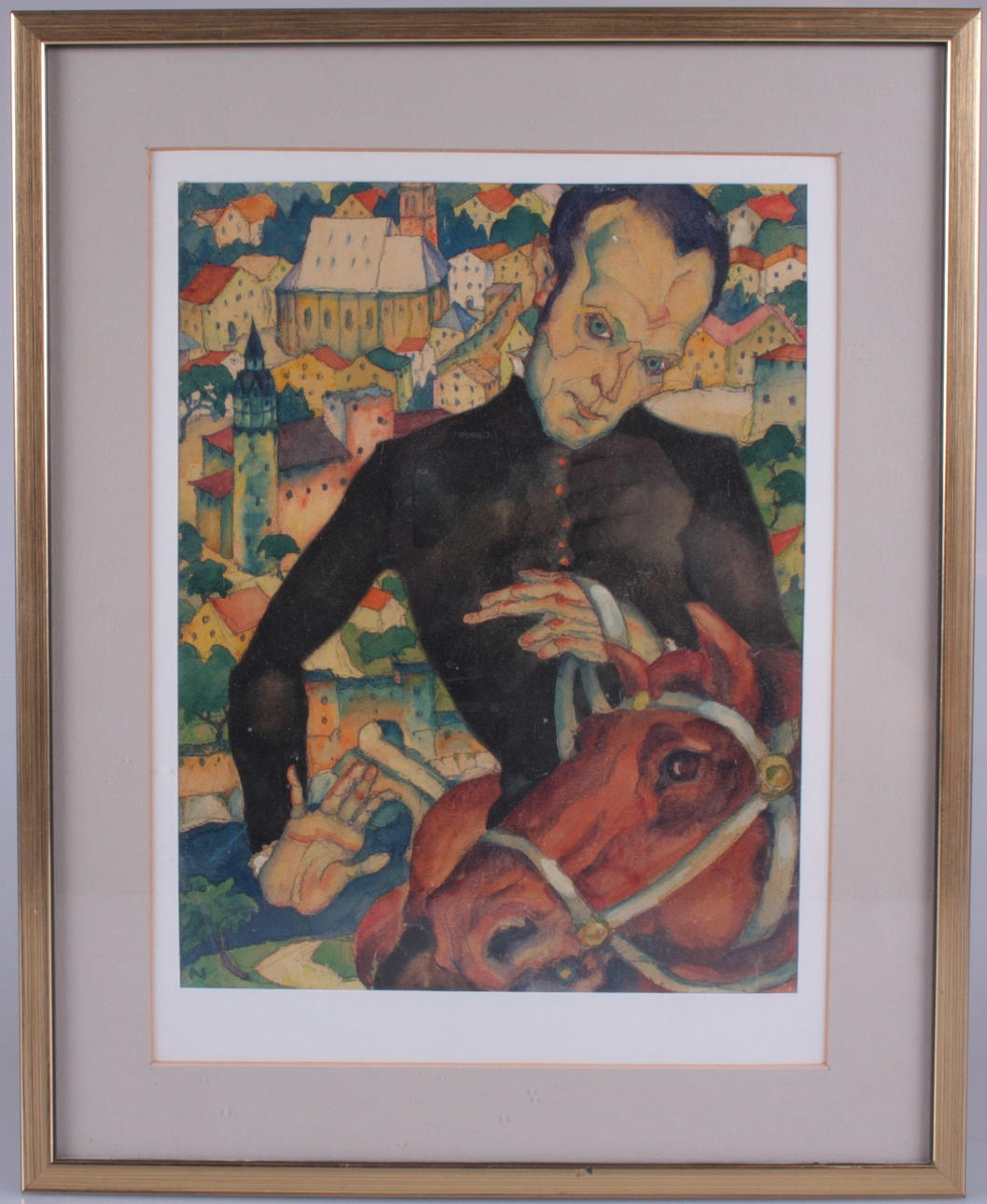 OIDENTIFIERAD KONSTNÄR. akvarell, monogramsignerad N.