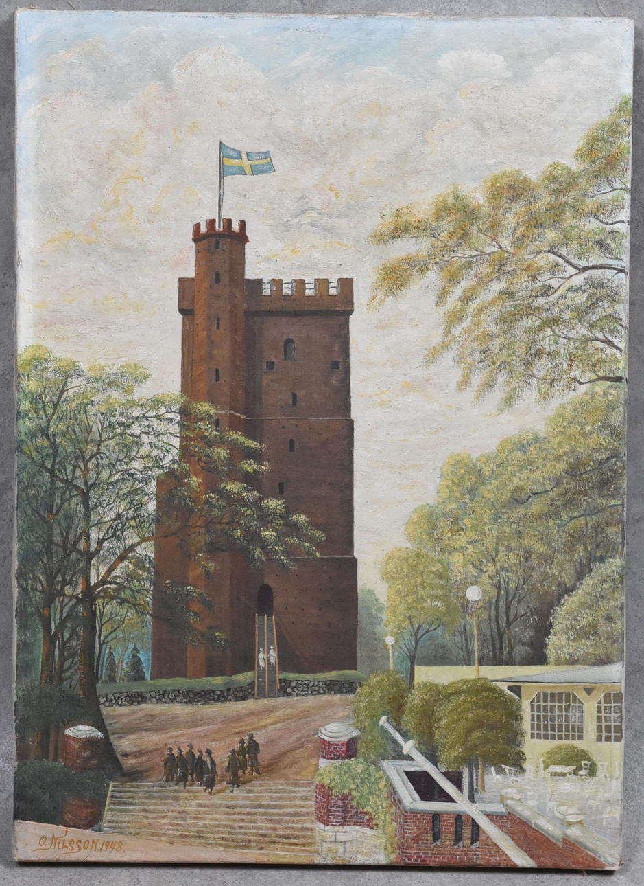 OIDENTIFIERAD KONSTNÄR. olja på duk, " Motiv Från Helsingborg " signerad O Nilsson daterad.