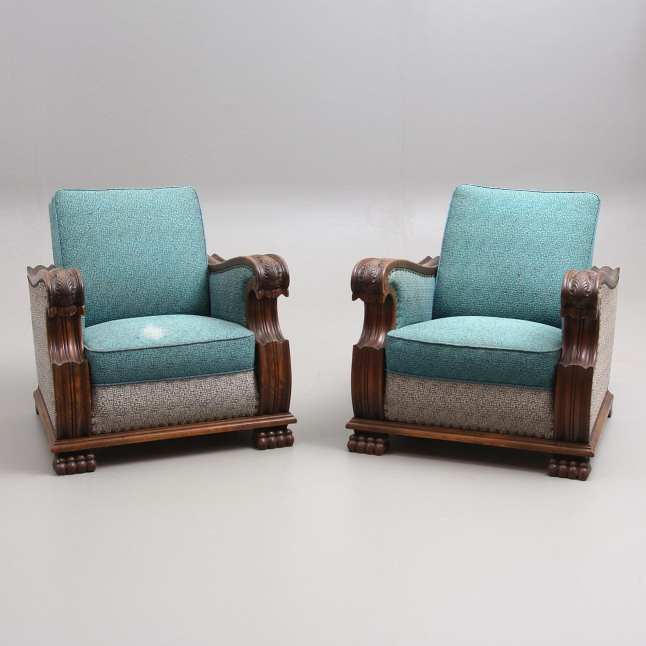 ARMCHAIRS, a pair, 1930s/40s.
