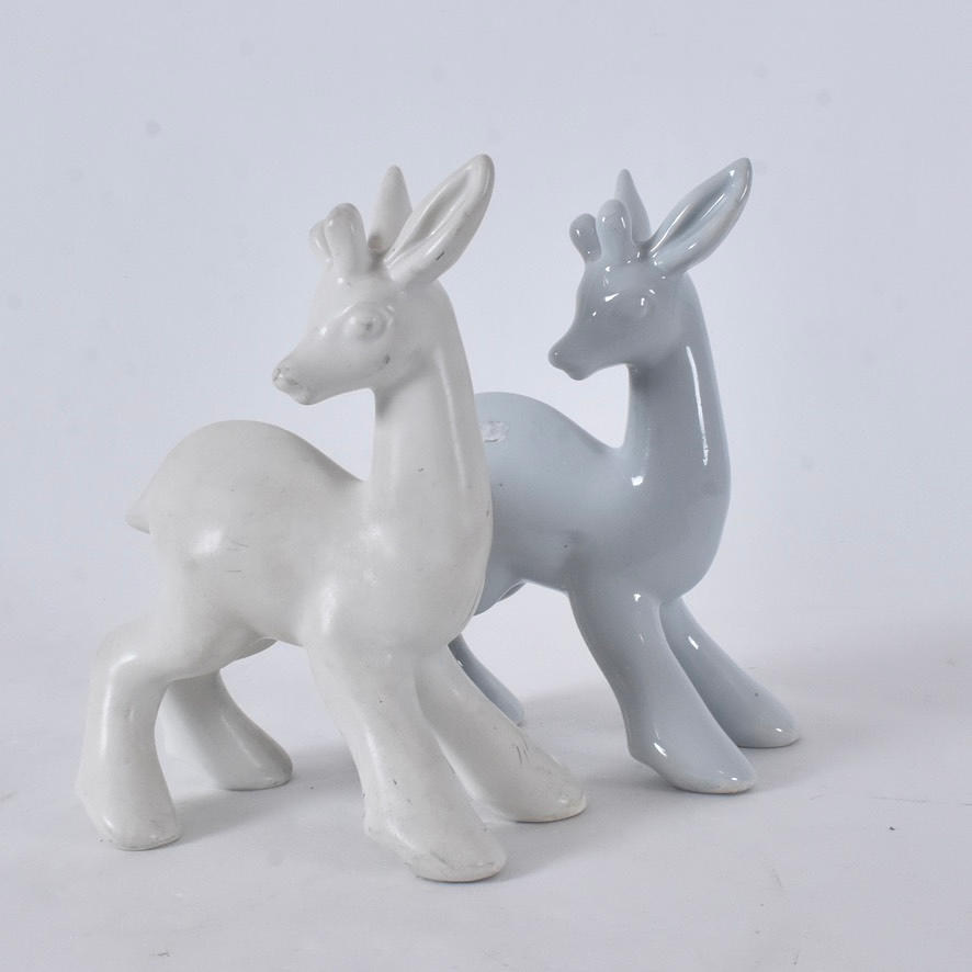 FIGURINES, 2 pieces, roe deer, ceramic, Märta Willborg, Gefle.