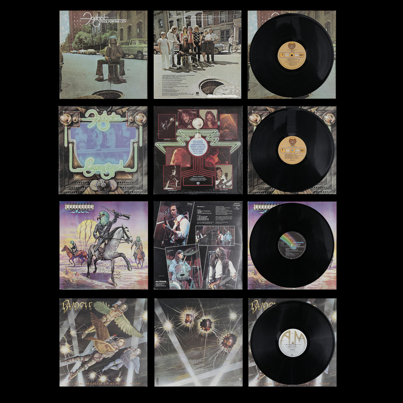 4 LP RECORDS, BUDGIE, FOGHAT.