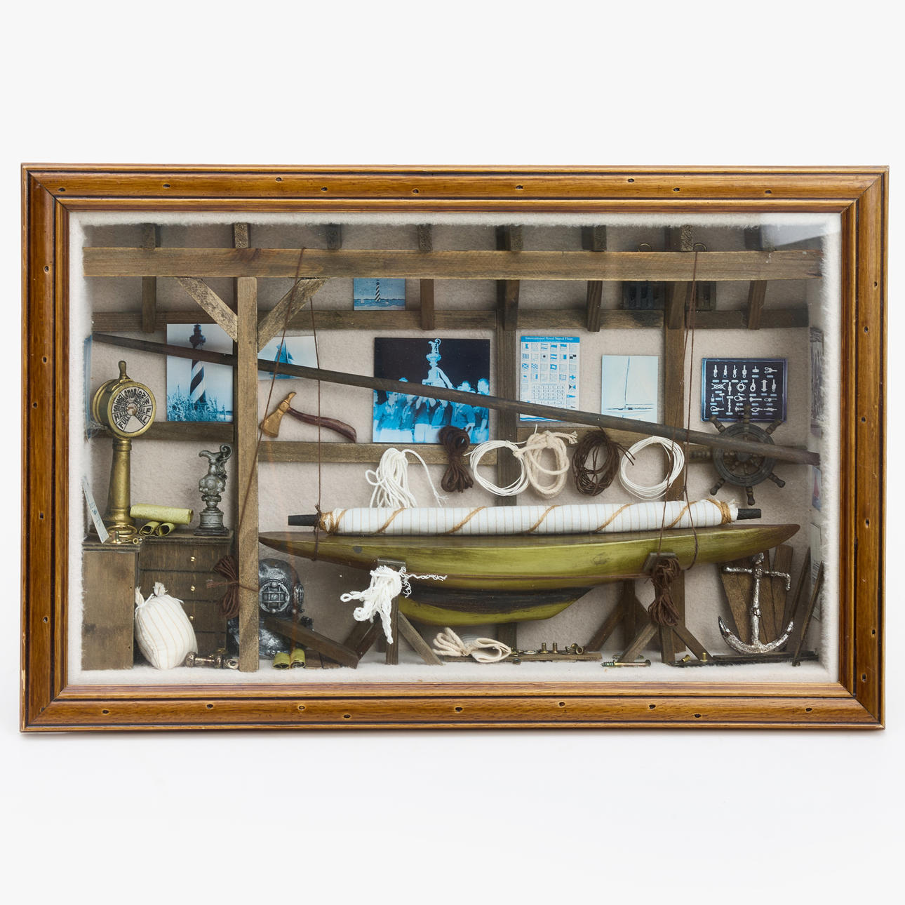 DISPLAY BOARD, ship with equipment, 20th century.