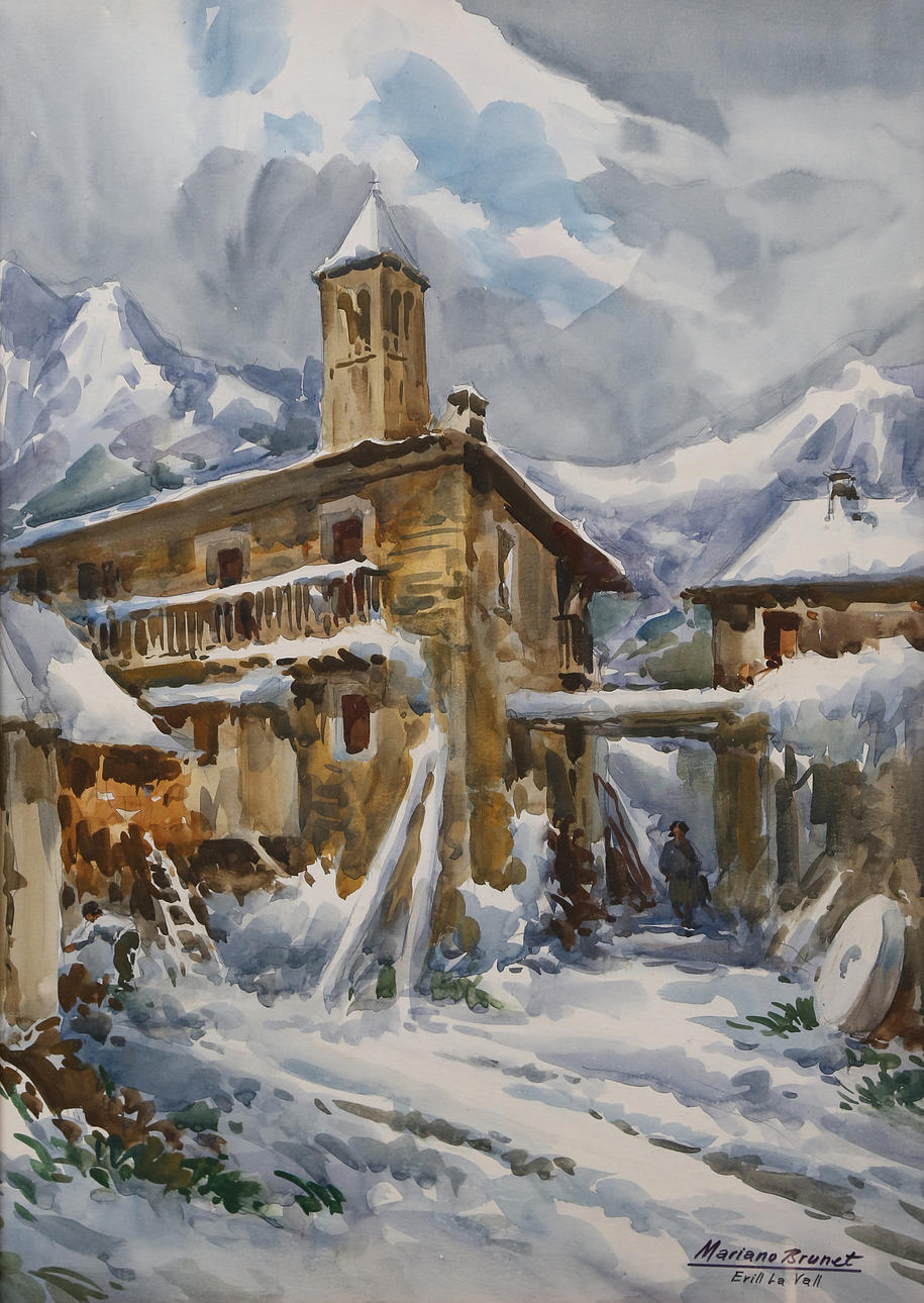MARIANO BRUNET COLL. Snowy landscape.
