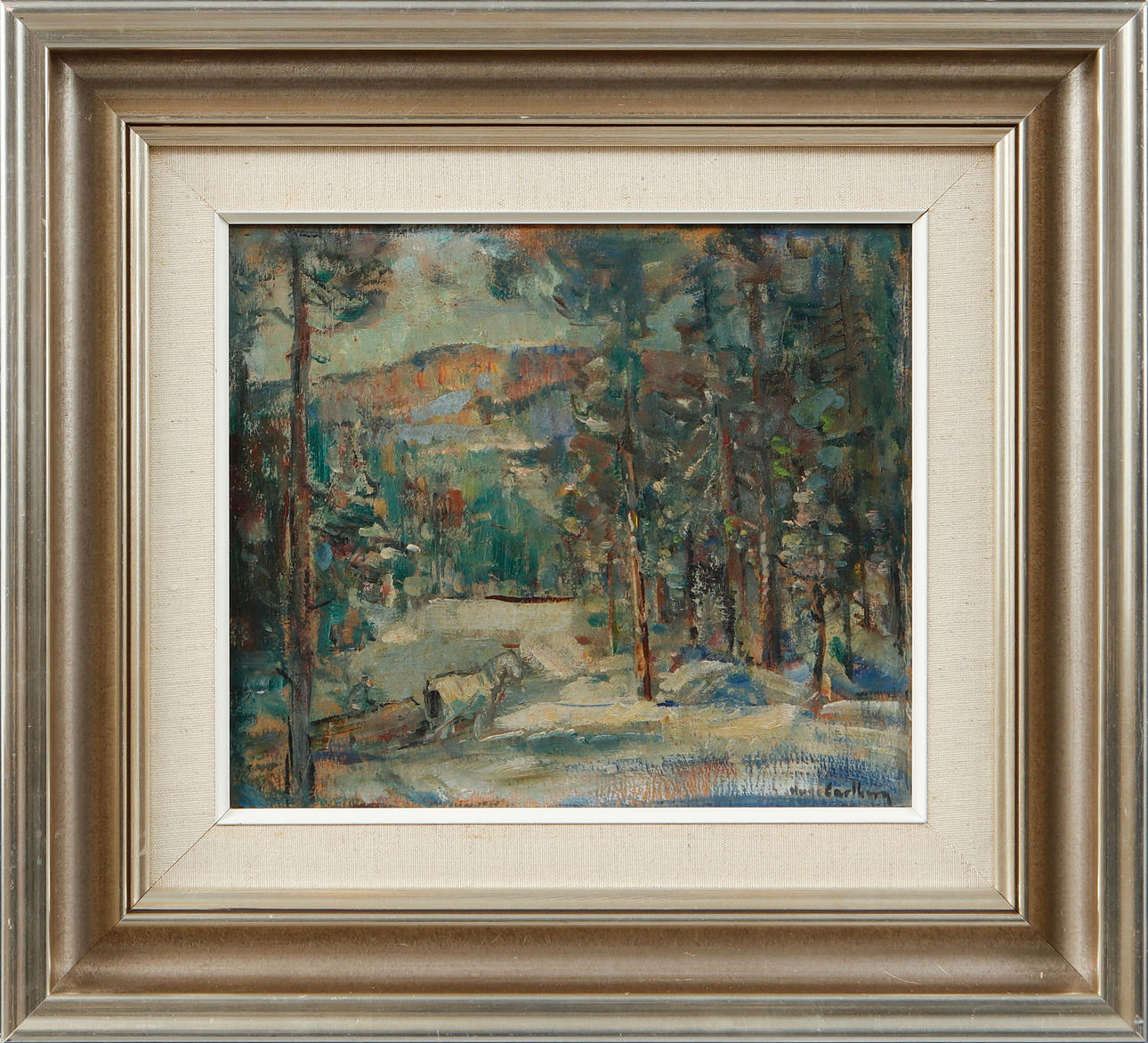 HUGO CARLBERG. Landscape, oil on panel, signed.